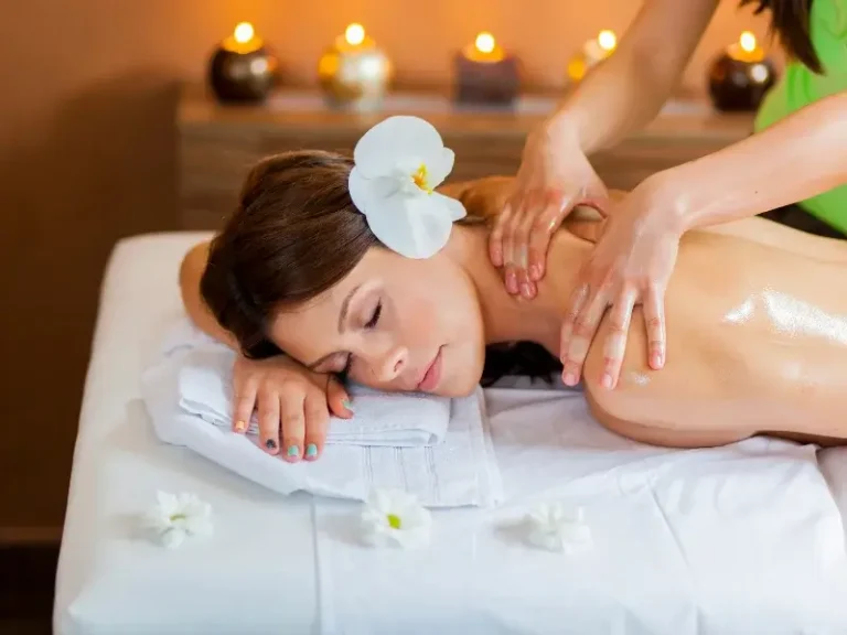 Relaxing back massage therapy in a spa setting